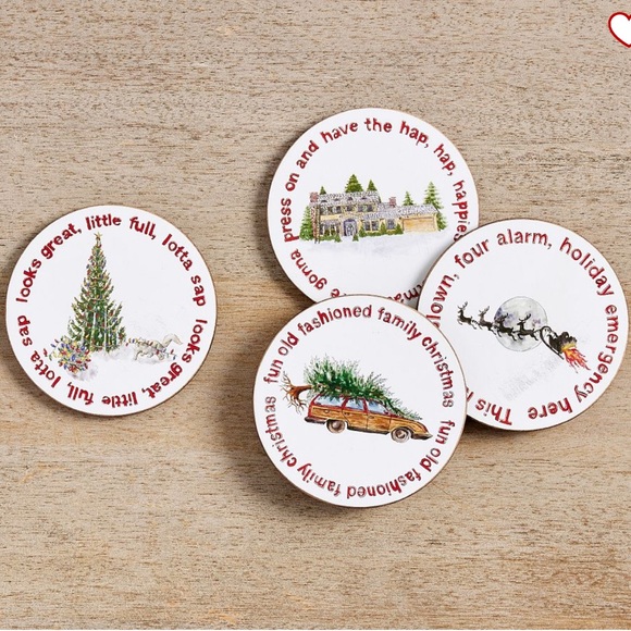 Pottery Barn National Lampoon’s Christmas Vacation Cork Coasters NEW IN BOX - Picture 2 of 11